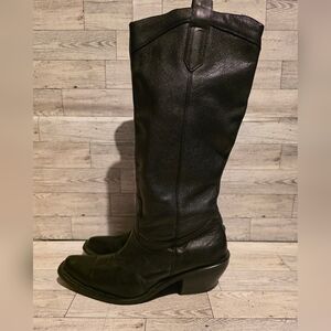 Baci Black Over‑The‑Knee Leather Boots — Sleek Western Silhouette